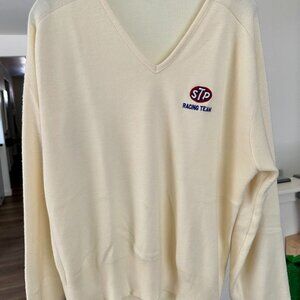 Vintage Wrangler V-Neck Sweater | STP Racing Team | Cream | Men’s XL-XXL